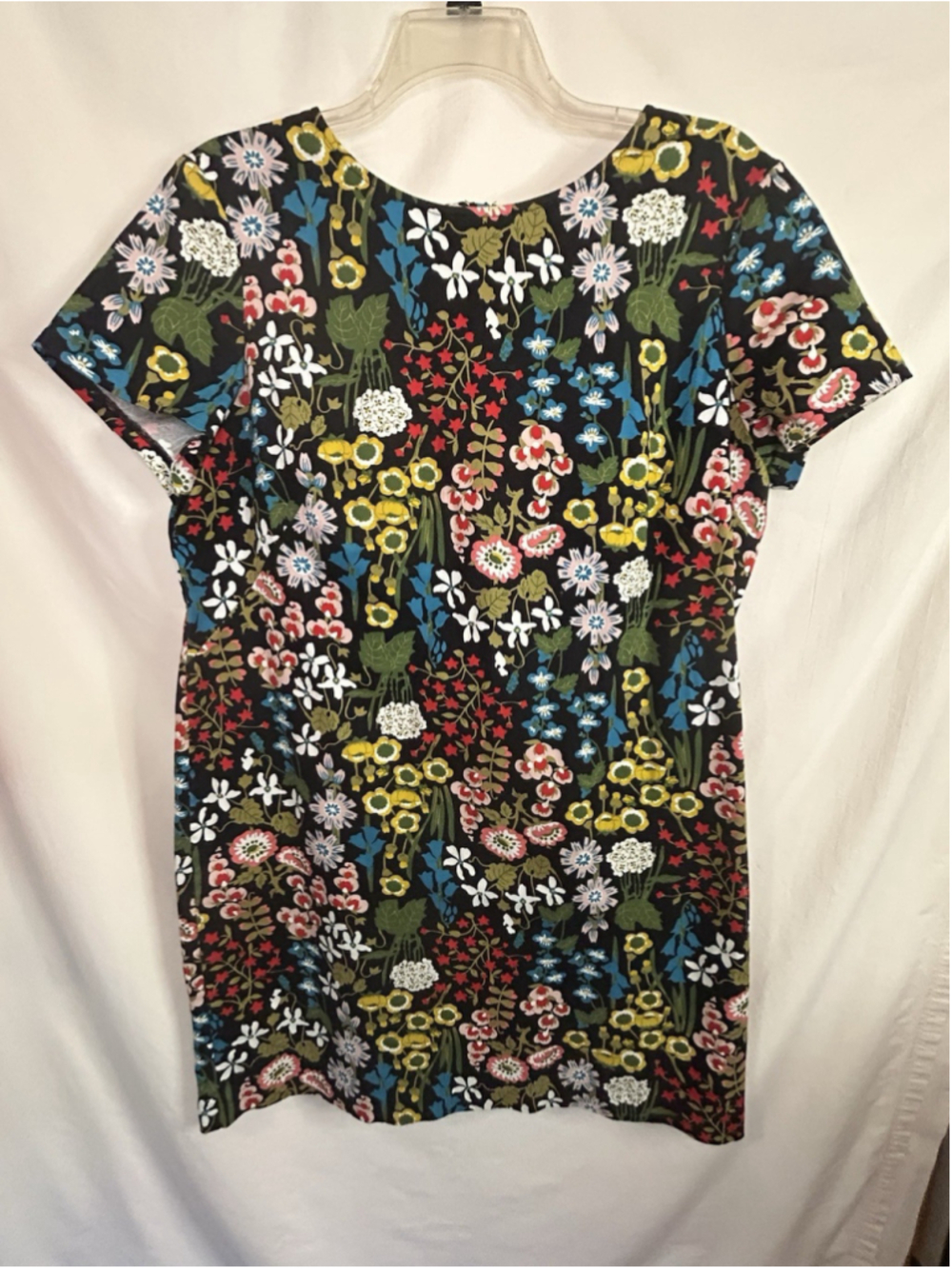 Boden Black Floral Print Carina WW097 Stretch Back Zip Sheath Dress US 16R - Picture 2 of 6